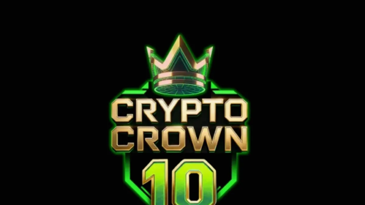 Interface futurista e vibrante do slot Crypto Crown 10 com símbolos de criptomoedas e frutas neon.