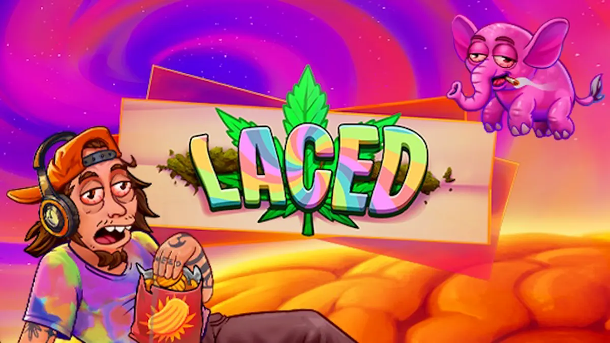 Interface de jogo do slot Laced com design vibrante e layout de 5x6